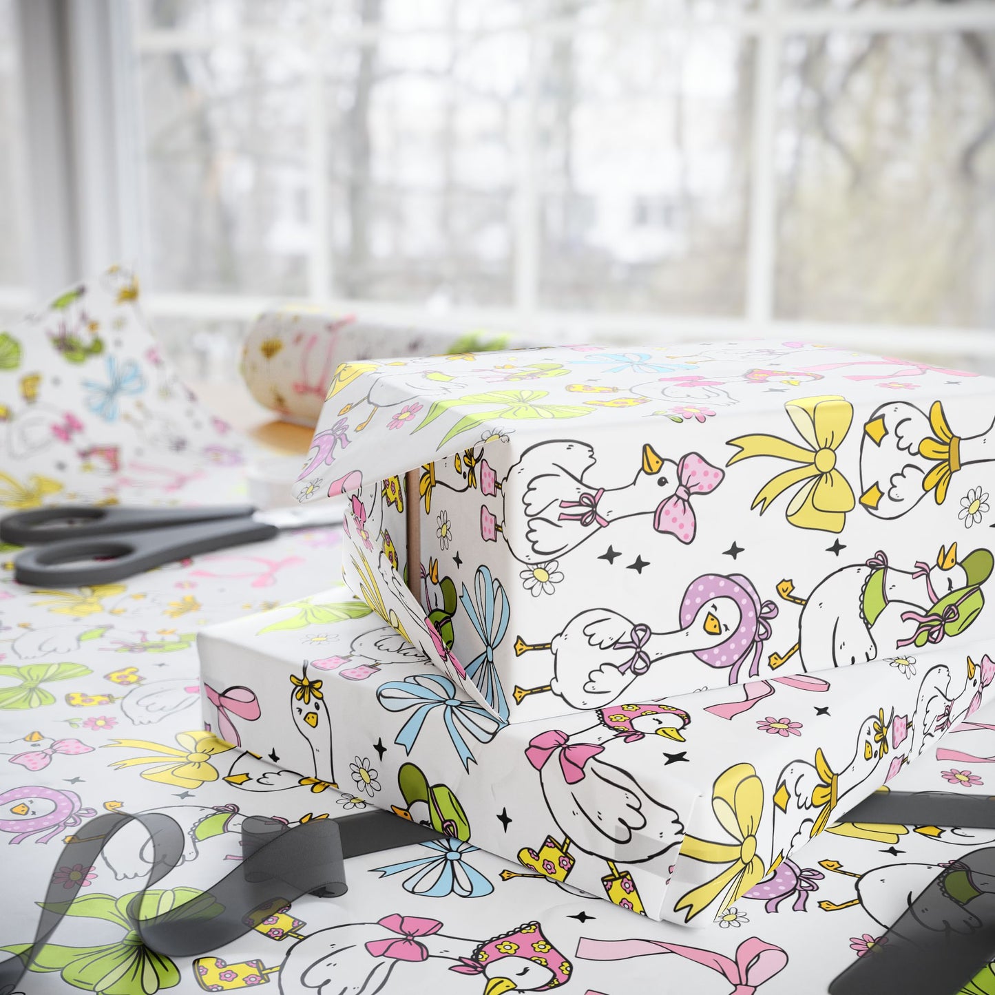 Coquette Goose Wrapping Paper Roll, Silly Goose Wrap for Birthdays, Goose Parties, One Silly Goose Eco-Friendly Wrap Paper