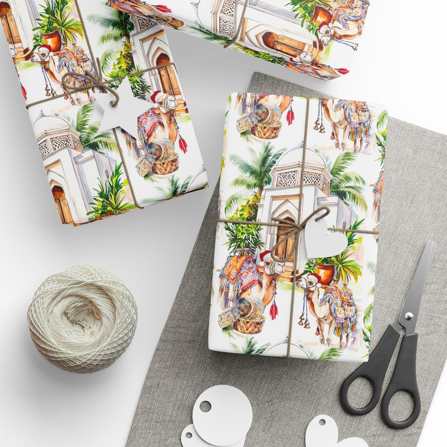 Camel Christmas Wrapping Paper Roll, Moroccan Camel Santa Wrapping Paper Roll, Camel Holiday Gift Wrapping Paper