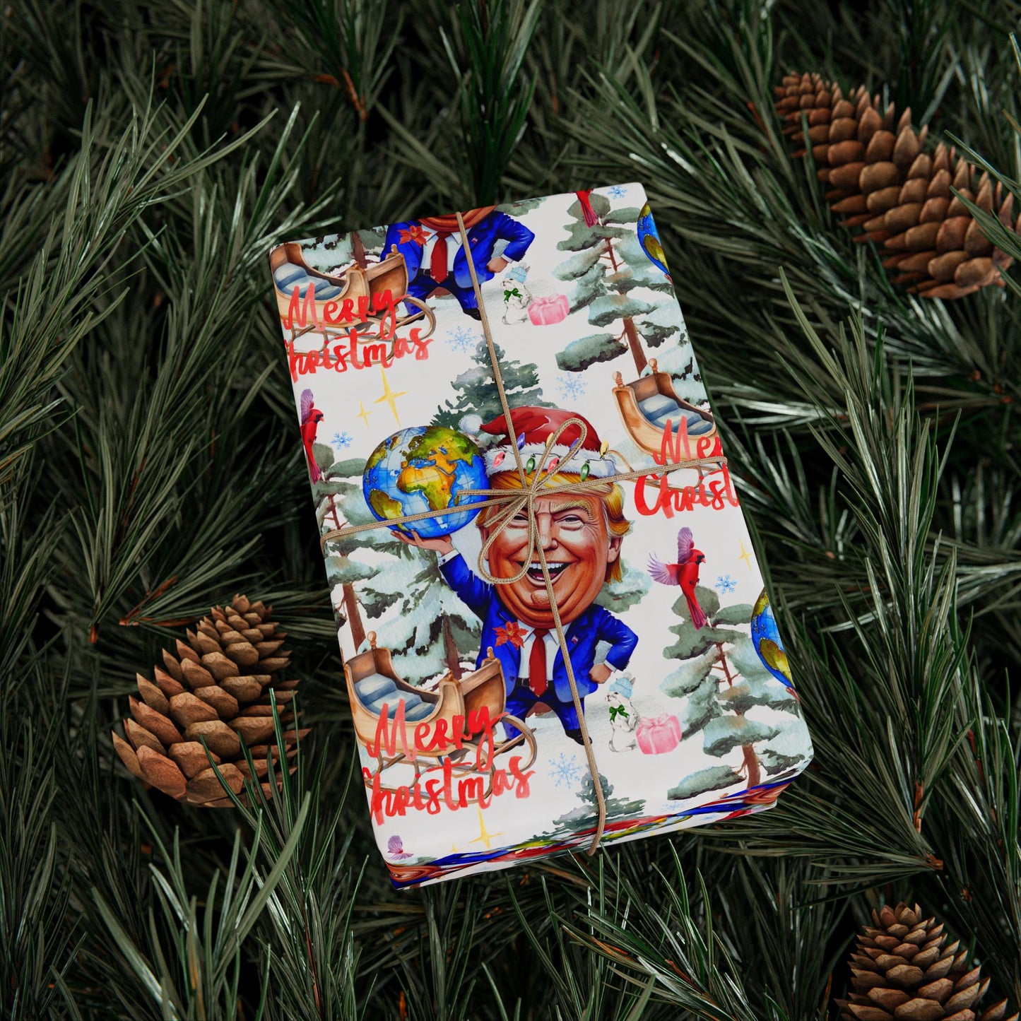 President Holiday Wrapping Paper Roll, President Donald Festive Gift Wrap, Santa President Christmas Decor