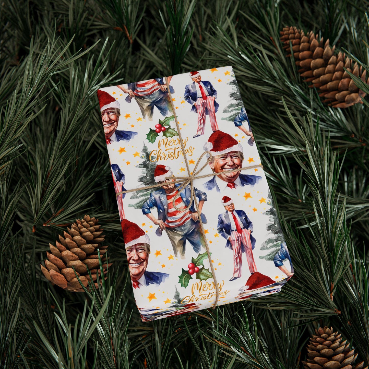 President Donald Wrapping Paper, President Gift Wrap for Christmas, President Unique Holiday Wrapping Paper, Santa Donald Wrapping