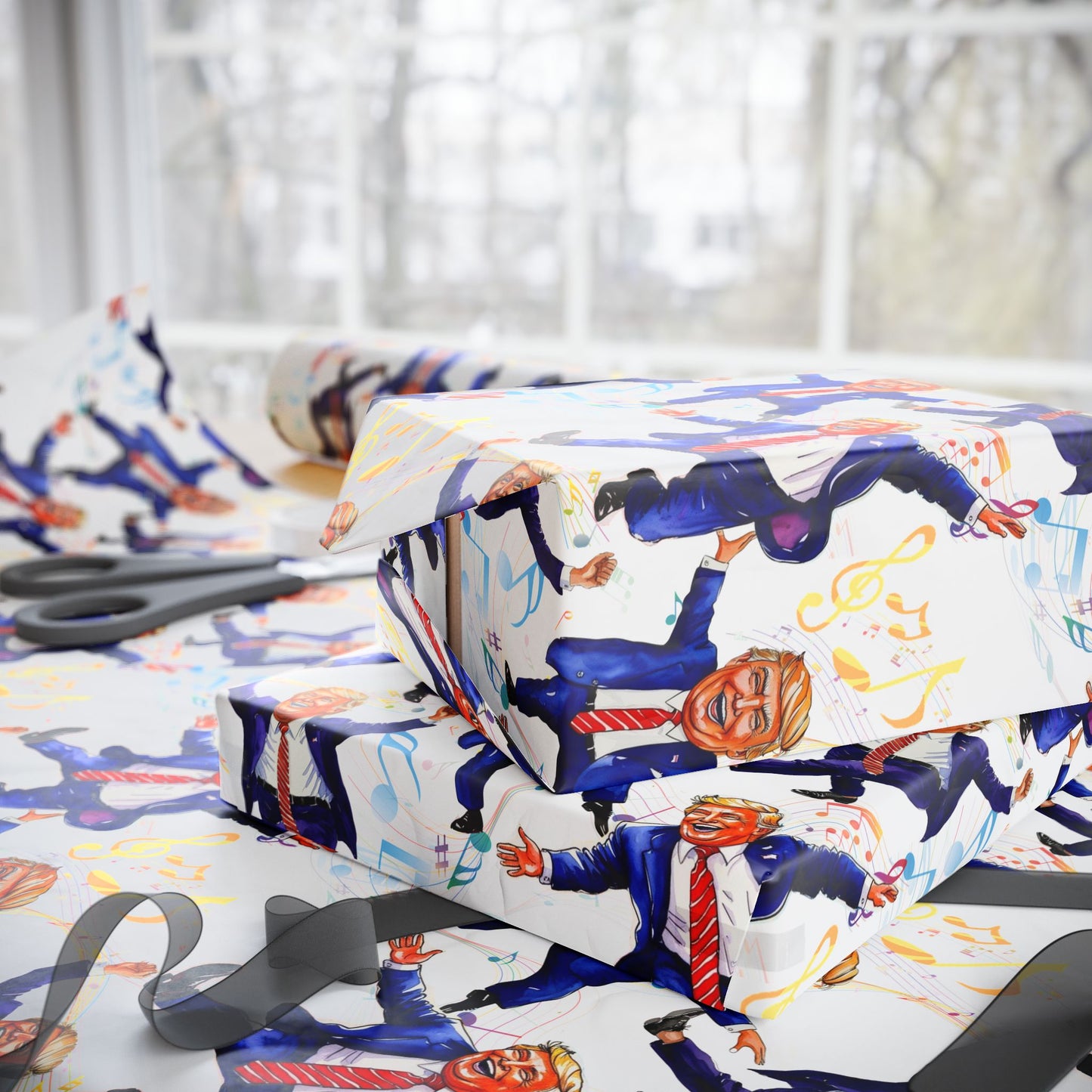 President Birthday Gift Wrapping Paper Roll, One Sheet in A Roll, President Donald Party Decor, Funny President Wrap Paper