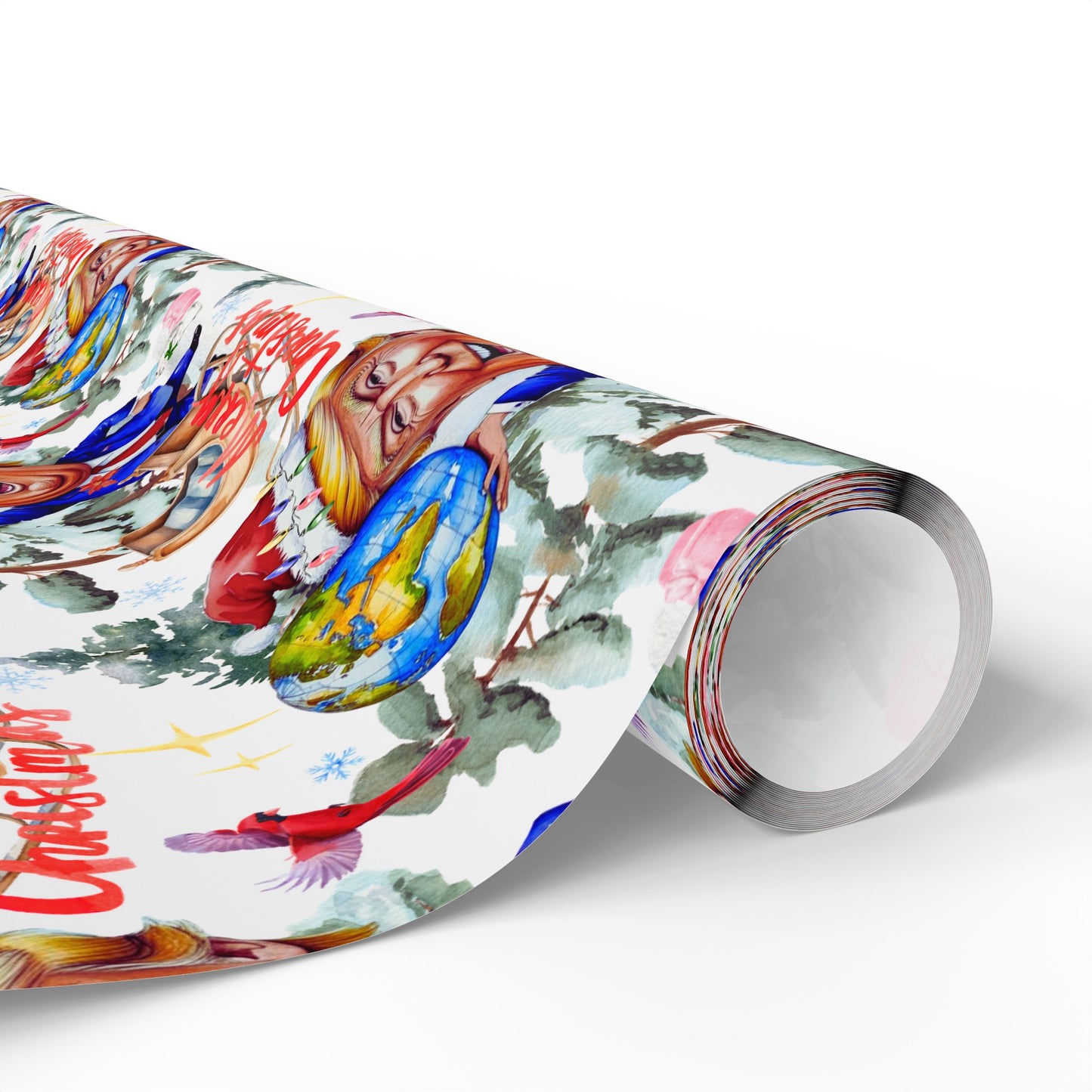 President Holiday Wrapping Paper Roll, President Donald Festive Gift Wrap, Santa President Christmas Decor