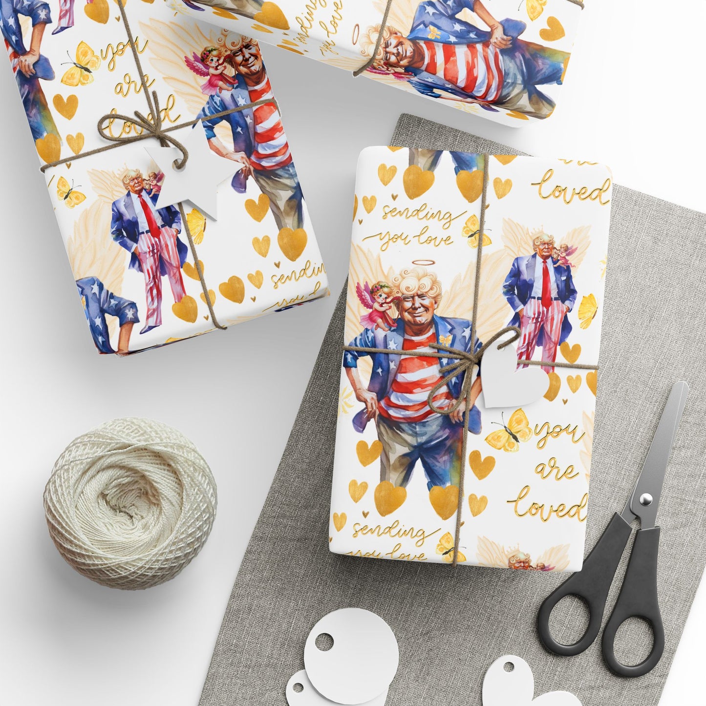 President Donald Valentines Wrapping Paper, Donald Funny Valentines Day Wrapping Paper