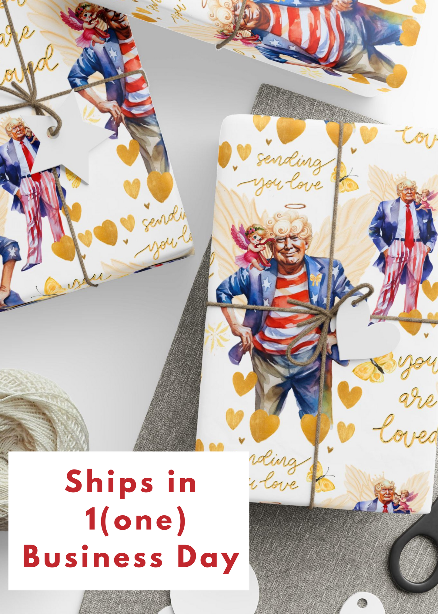 President Donald Valentines Wrapping Paper, Donald Funny Valentines Day Wrapping Paper