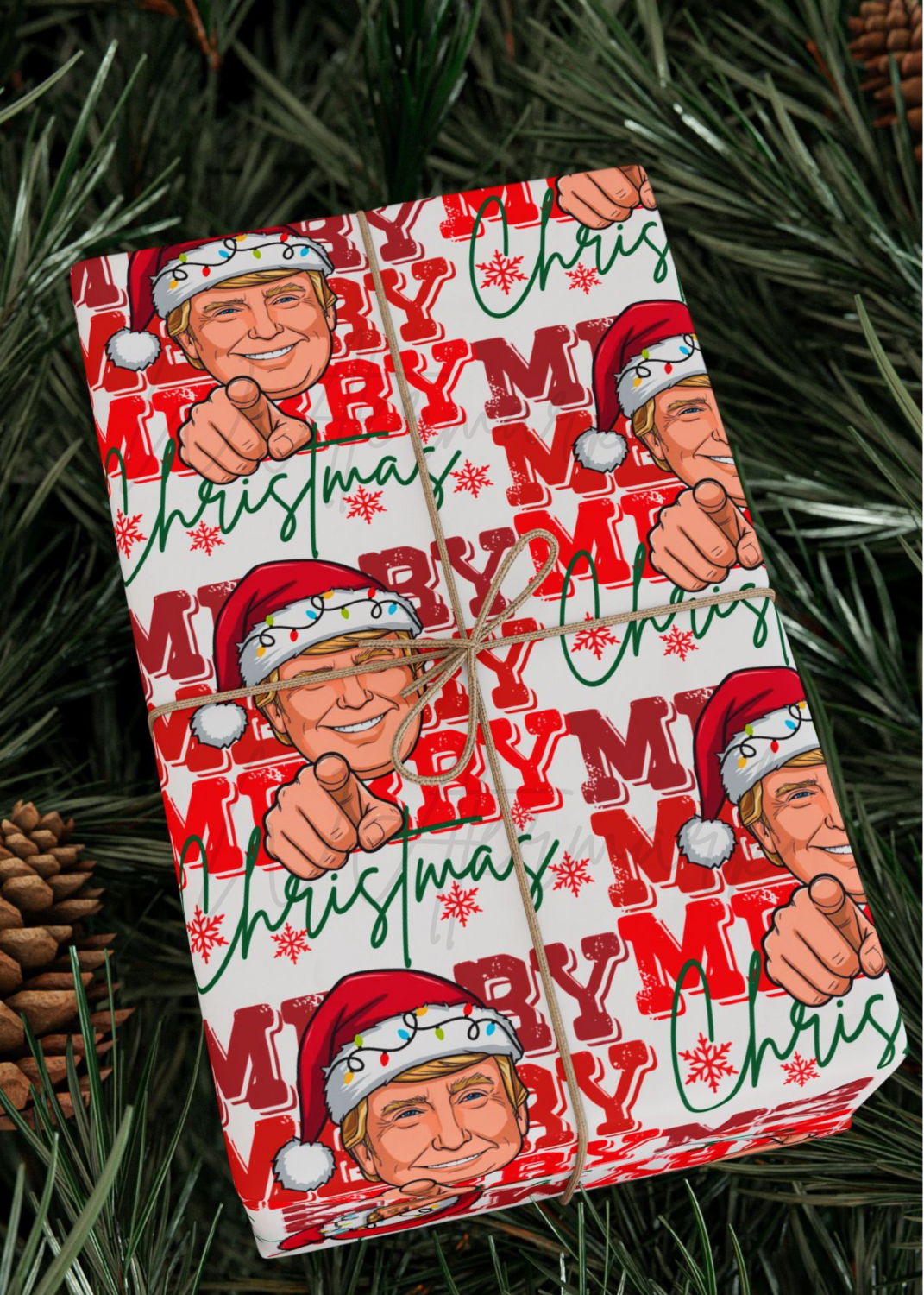 President Donald Pointing Finger Christmas Wrapping Paper Roll, President of USA Wrapping Paper, President 2025 Gift Paper