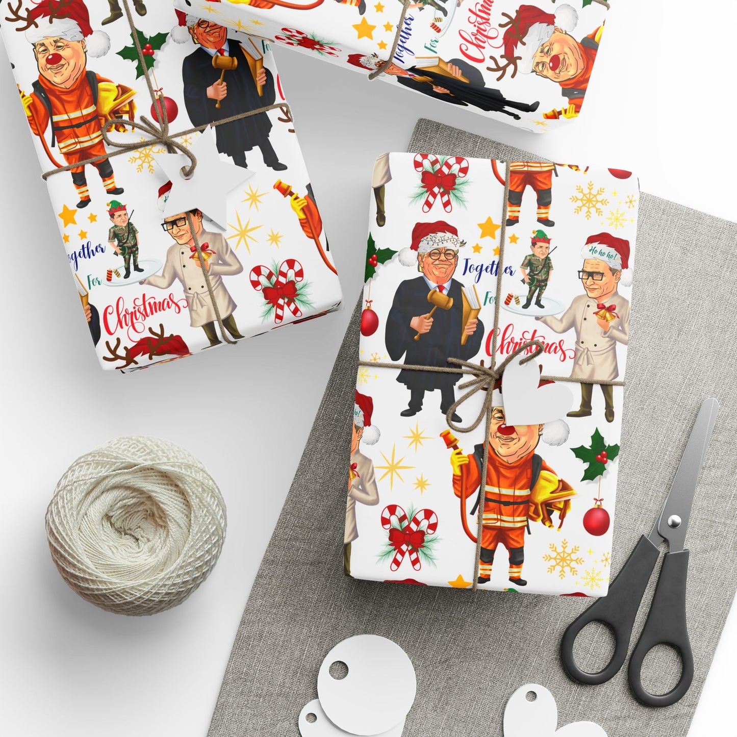 World Leaders Christmas Wrapping Paper Roll, World Presidents Gift Wrap for Christmas, Funny Presidents Christmas Party Decor