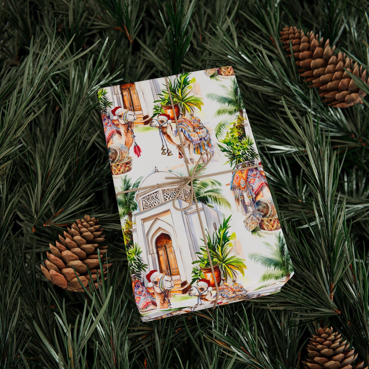 Camel Christmas Wrapping Paper Roll, Moroccan Camel Santa Wrapping Paper Roll, Camel Holiday Gift Wrapping Paper