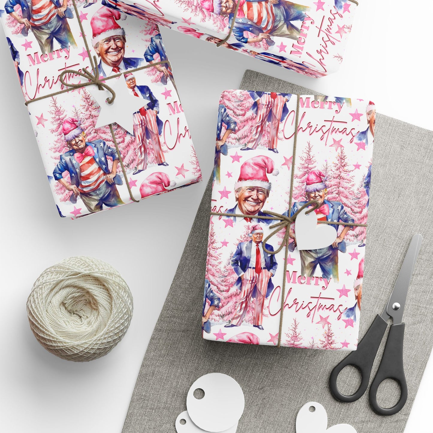 President Donald Pink Christmas Wrapping Paper Roll, President Gift Wrap, President Unique Holiday Wrapping Paper, Pink Santa Donald Wrapping