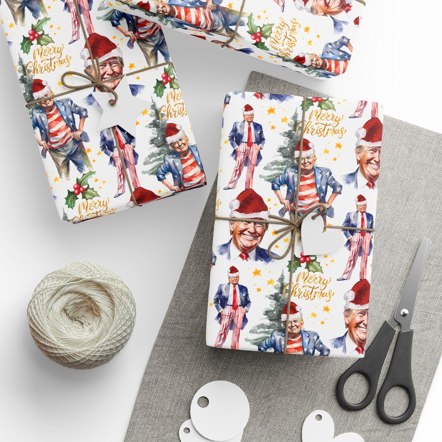 President Donald Wrapping Paper, President Gift Wrap for Christmas, President Unique Holiday Wrapping Paper, Santa Donald Wrapping