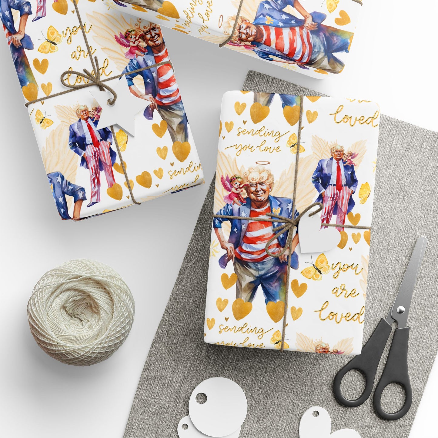 President Donald Valentines Wrapping Paper, Donald Funny Valentines Day Wrapping Paper