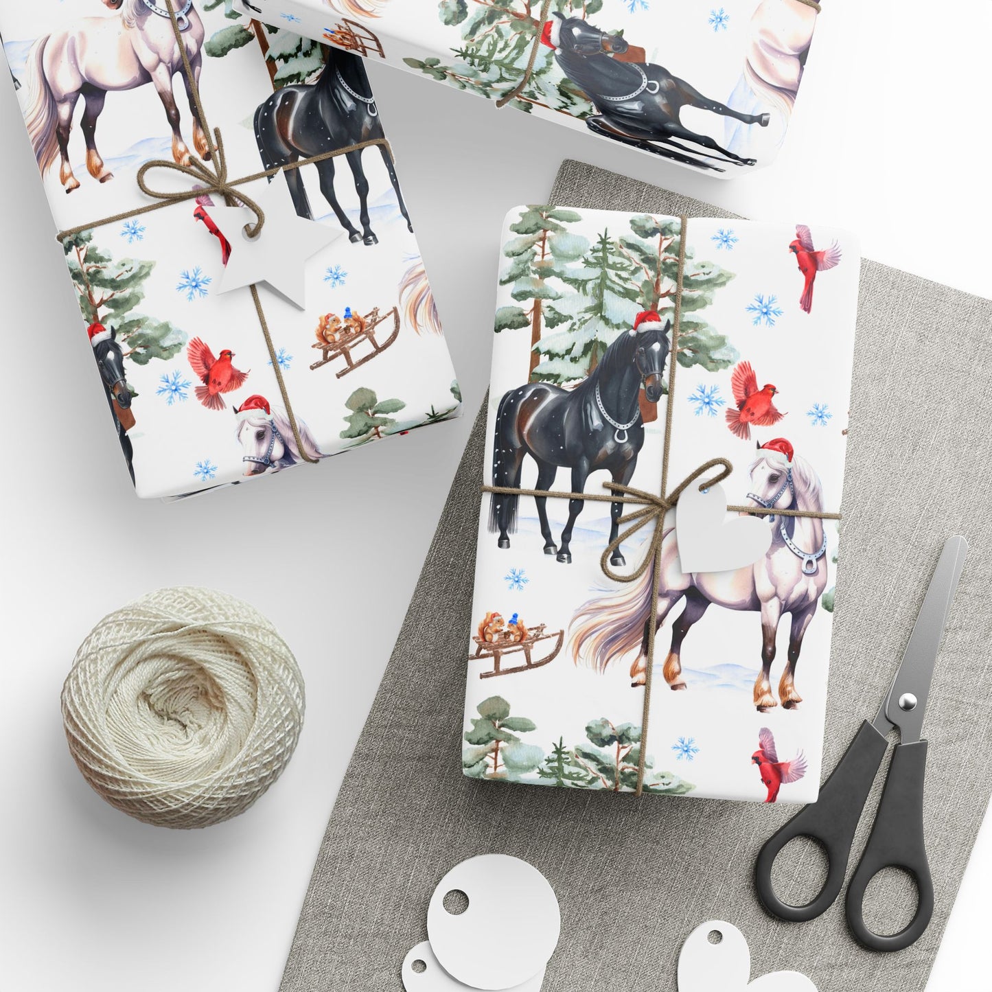 Horse Christmas Wrapping Paper Roll, Horse Santa Wrapping Paper, Christmas Stallion Wrapping Paper Roll
