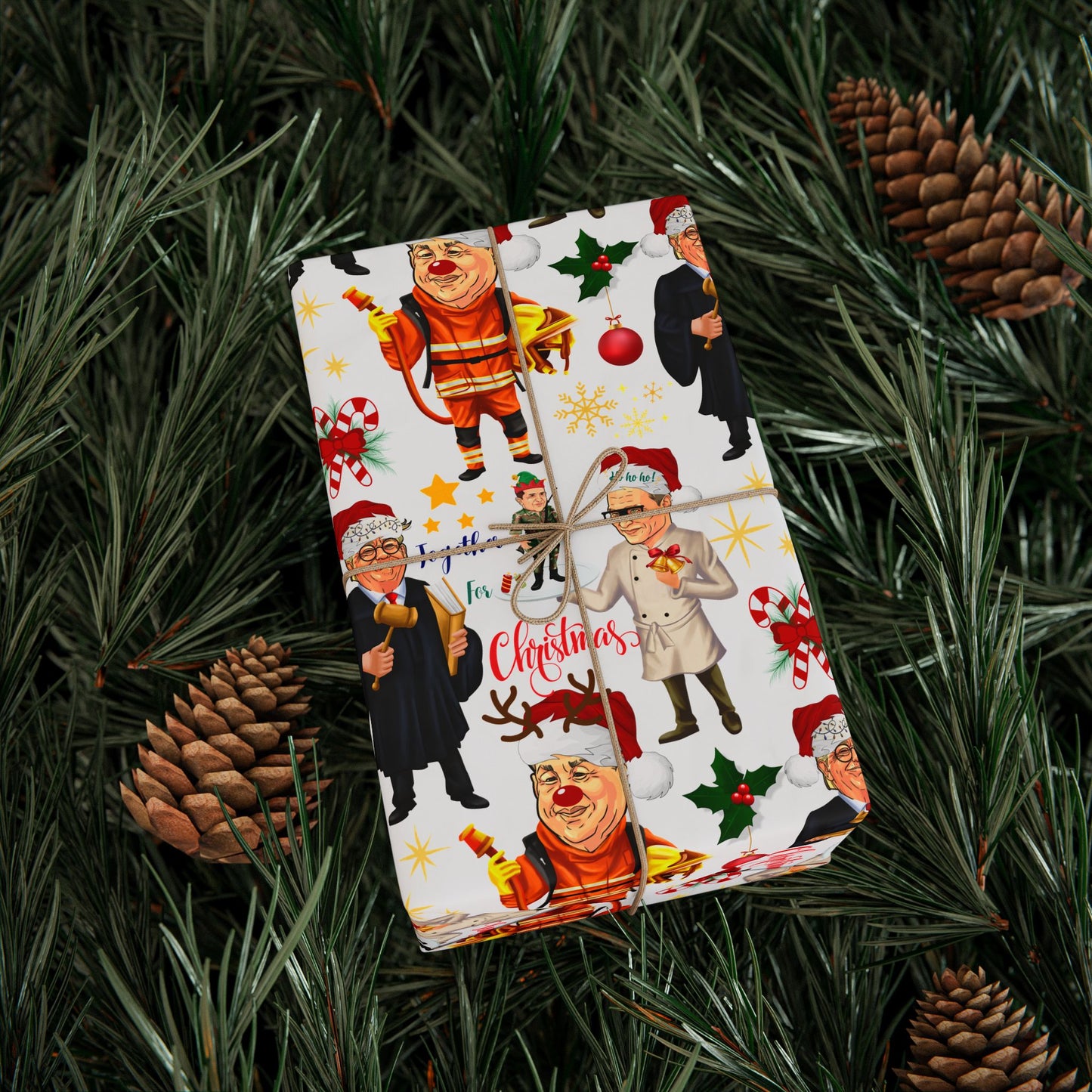 World Leaders Christmas Wrapping Paper Roll, World Presidents Gift Wrap for Christmas, Funny Presidents Christmas Party Decor