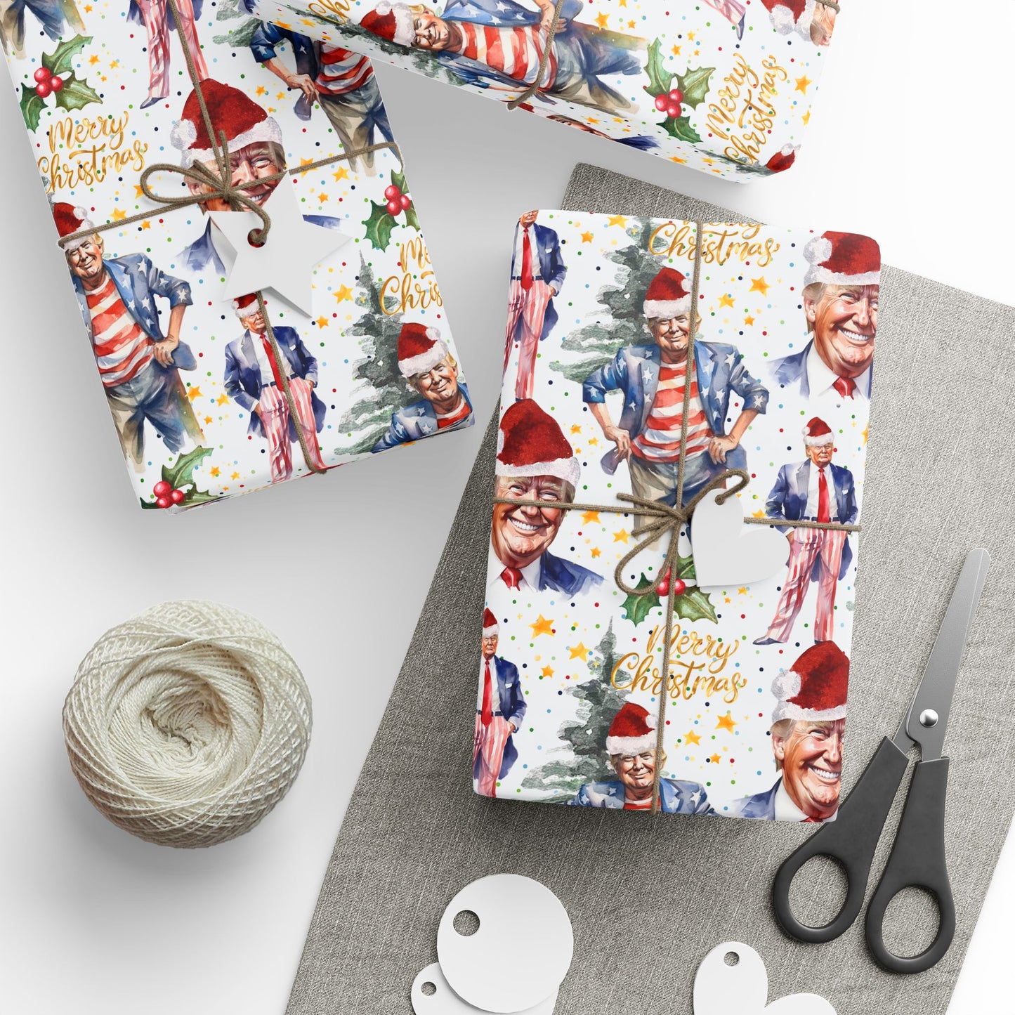 President Donald Wrapping Paper Roll, President Gift Wrap for Christmas, President Unique Holiday Wrapping Paper, Santa Donald Wrap