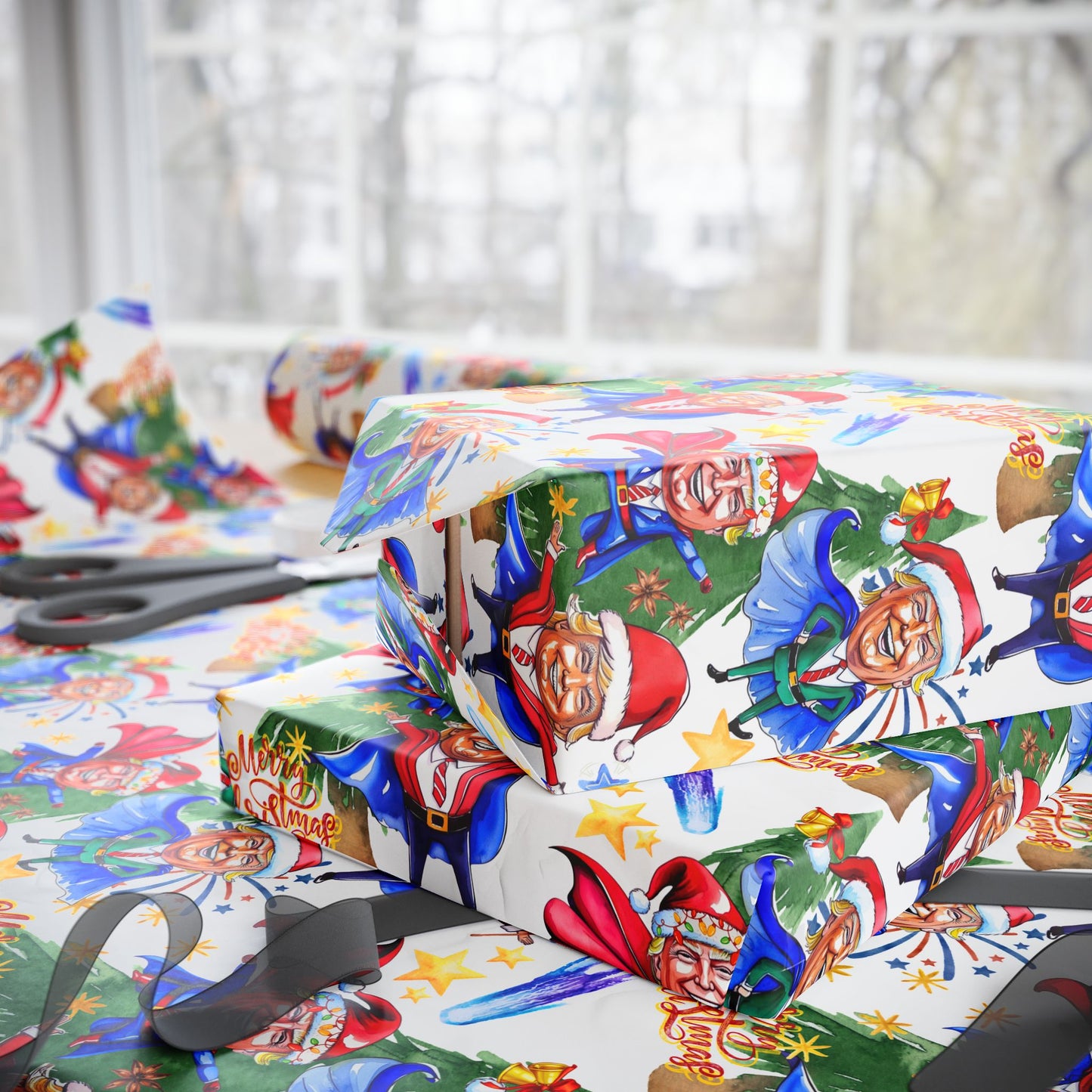 President Donald Super Christmas Wrapping Paper | Super President Gift Wrap, President Festive Decor Paper Roll
