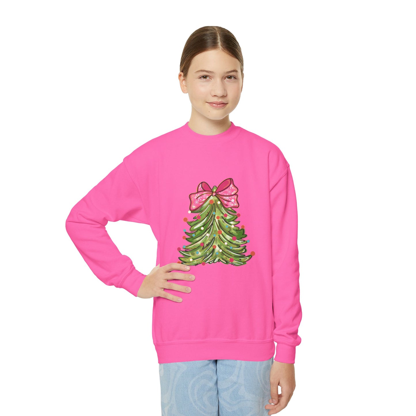 Christmas Tree Youth Crewneck Sweatshirt - Festive Holiday Sweatshirt for Kids