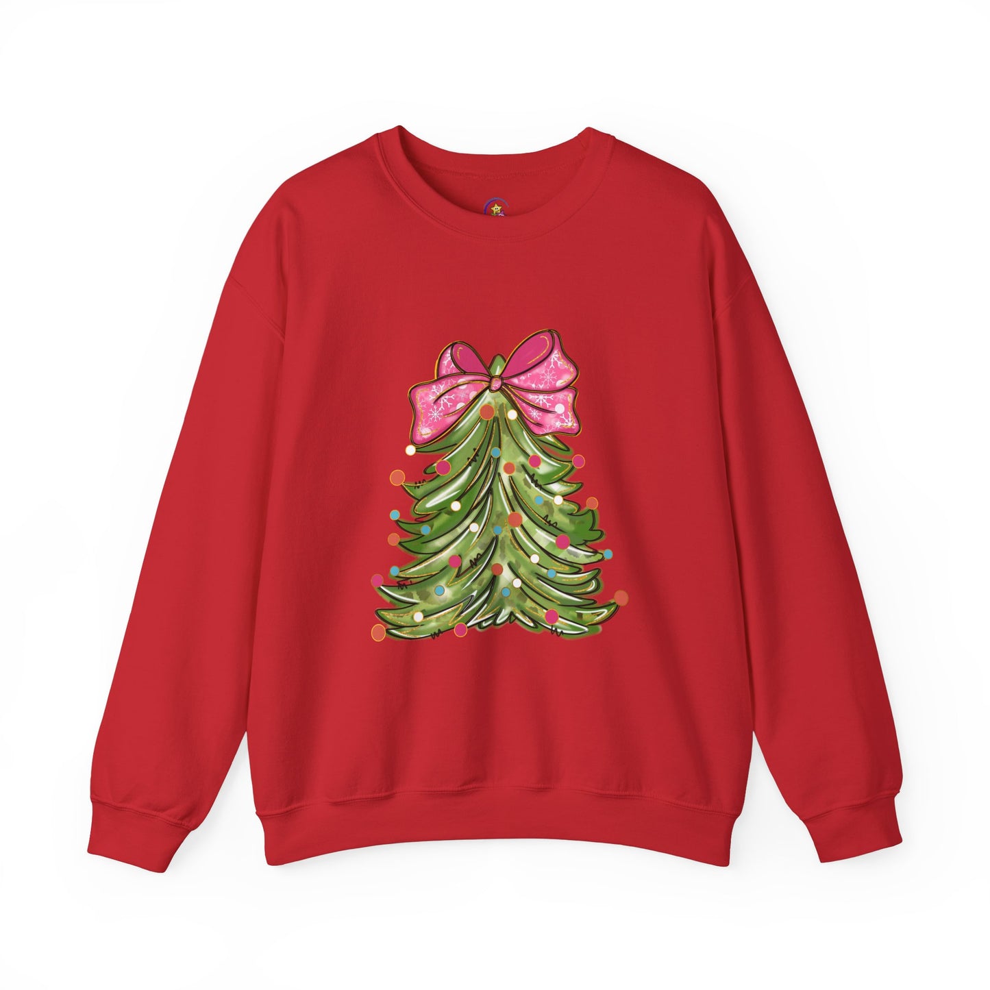 Christmas Tree Sweatshirt with Bow - Cozy Unisex Crewneck