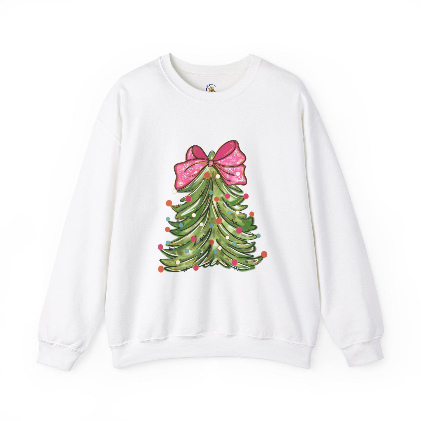 Christmas Tree Sweatshirt with Bow - Cozy Unisex Crewneck