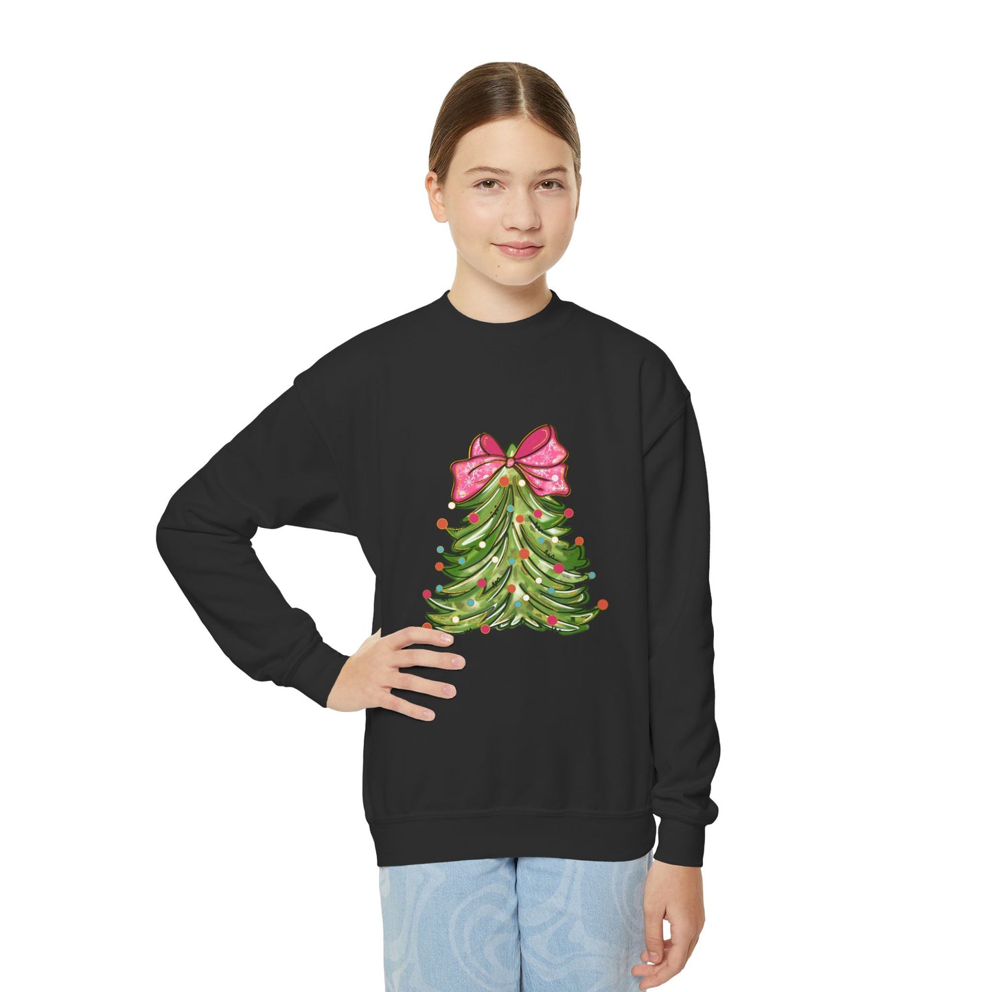 Christmas Tree Youth Crewneck Sweatshirt - Festive Holiday Sweatshirt for Kids