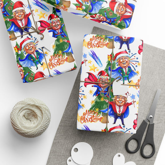 President Donald Super Christmas Wrapping Paper | Super President Gift Wrap, President Festive Decor Paper Roll