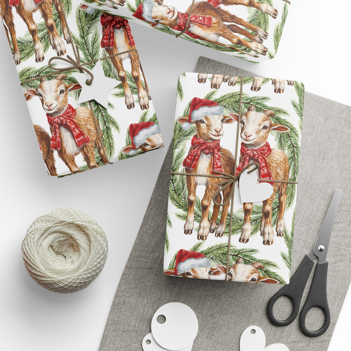 Goat Christmas Wrapping Paper Roll, Goat Gift Wrap, Goat Christmas Gifts, Goat Eco-Friendly Gift Wrapping Roll| Size 30"x72"