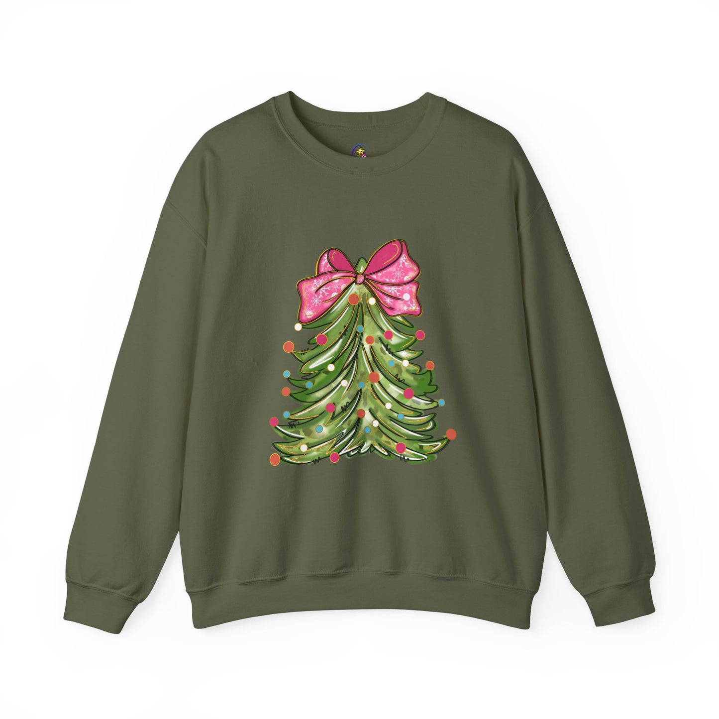 Christmas Tree Sweatshirt with Bow - Cozy Unisex Crewneck