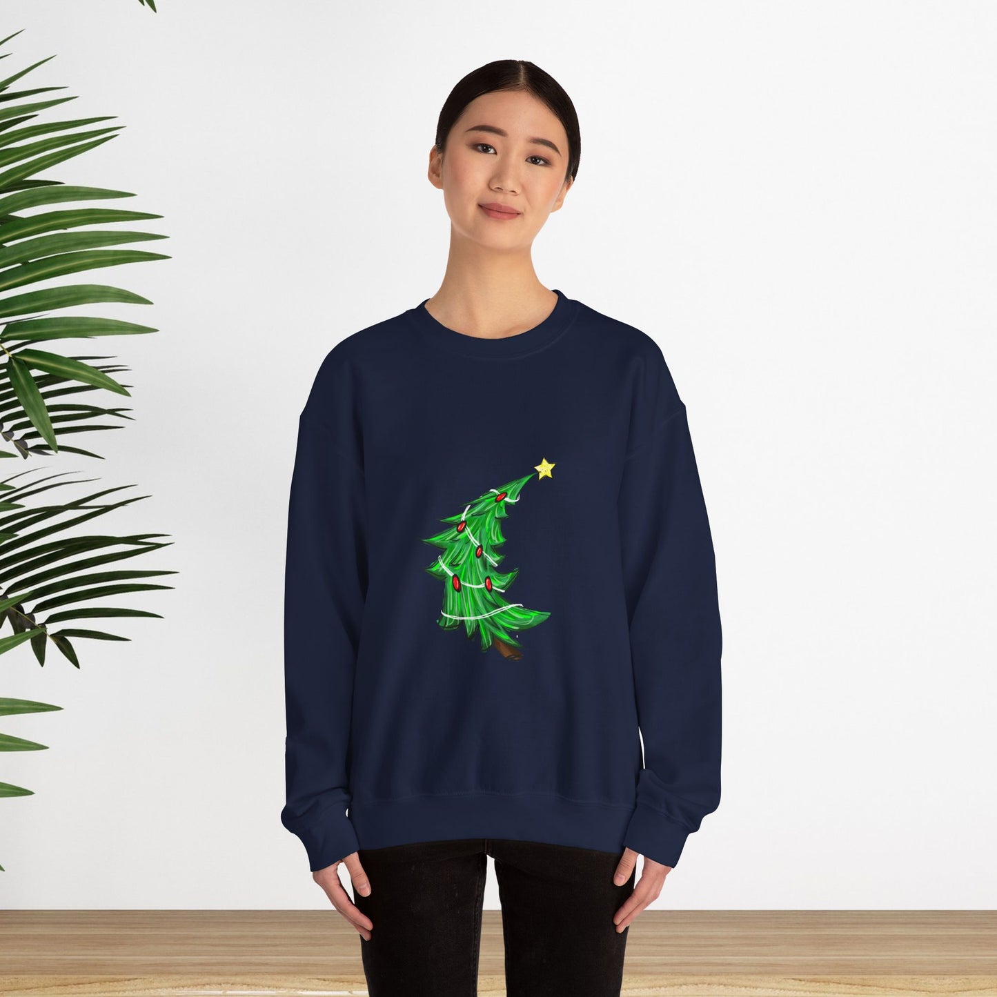 Holiday Cheer Christmas Sweatshirt with Tree Design