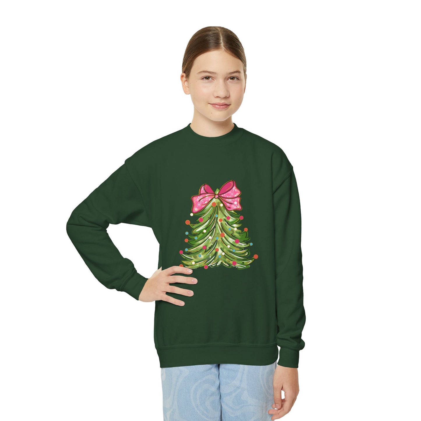 Christmas Tree Youth Crewneck Sweatshirt - Festive Holiday Sweatshirt for Kids