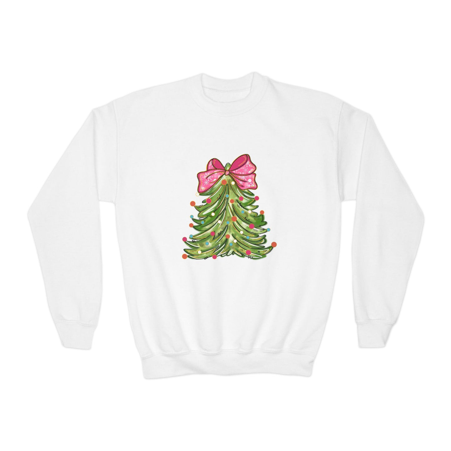 Christmas Tree Youth Crewneck Sweatshirt - Festive Holiday Sweatshirt for Kids