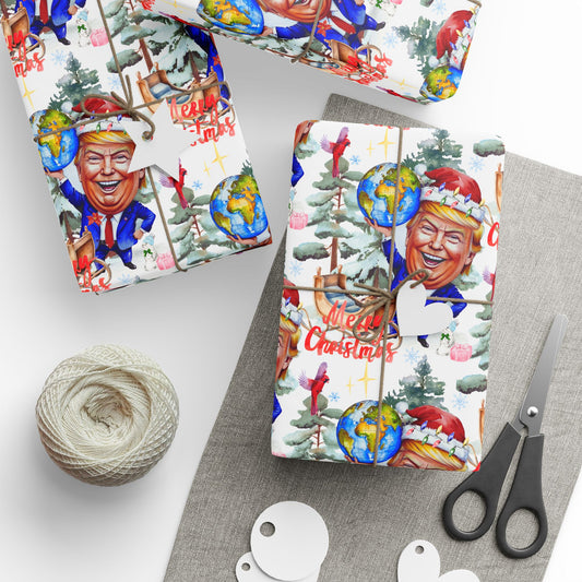 President Holiday Wrapping Paper Roll, President Donald Festive Gift Wrap, Santa President Christmas Decor