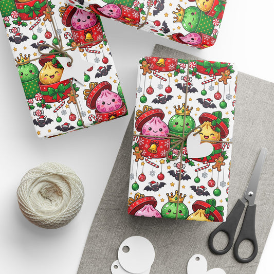 Christmas Dumplings Wrapping Paper | Holiday Dumplings Gift Wrap, Size 30x72 inch roll