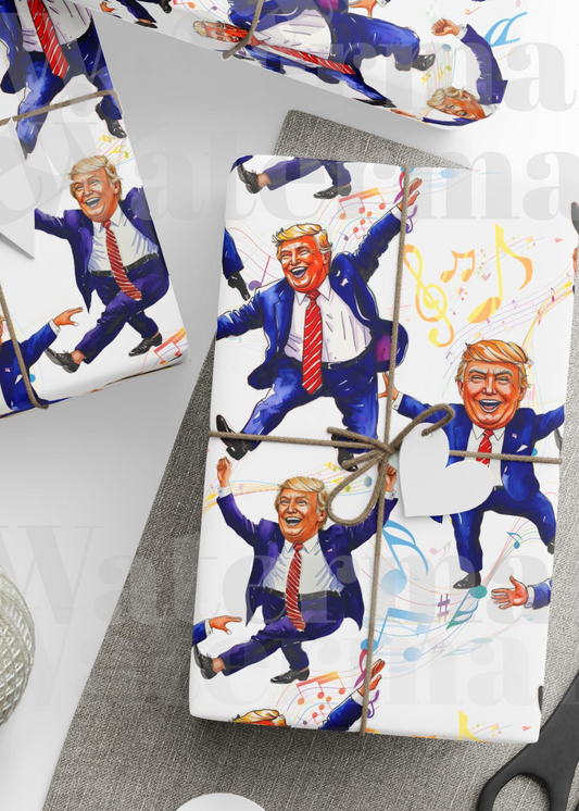 President Birthday Gift Wrapping Paper Roll, One Sheet in A Roll,  President Donald Party Decor, Funny President Wrap Paper