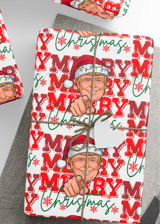 President Donald Pointing Finger Christmas Wrapping Paper Roll, President of USA Wrapping Paper, President 2025 Gift Paper