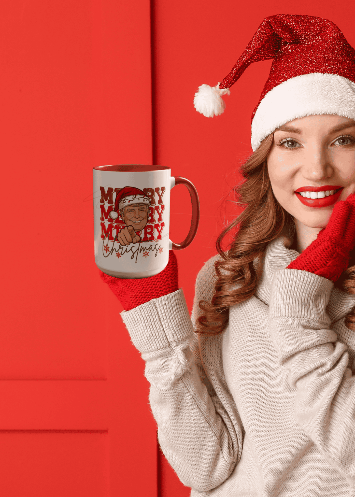 President Donald Pointing Finger Christmas Mug, 15 oz. President Donald Holiday Gift for him, President Donald Funny Mug Gift