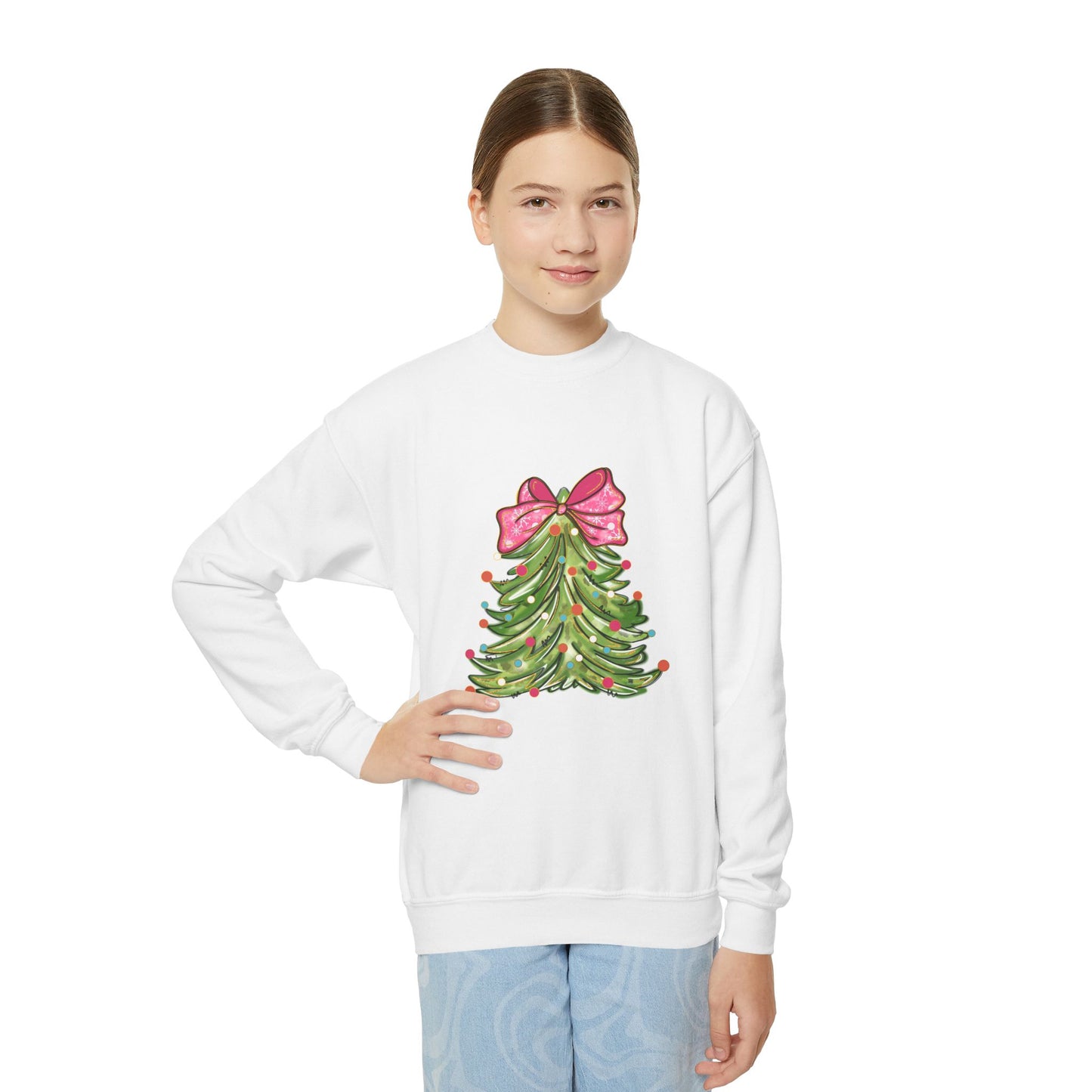 Christmas Tree Youth Crewneck Sweatshirt - Festive Holiday Sweatshirt for Kids