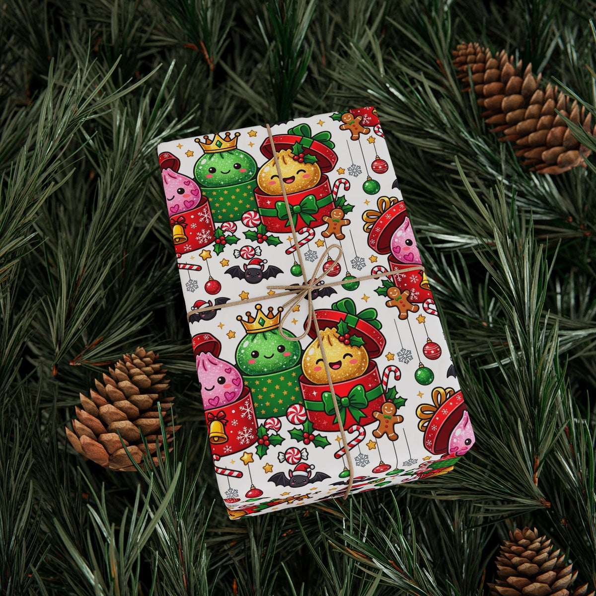 Christmas Dumplings Wrapping Paper | Holiday Dumplings Gift Wrap, Size 30x72 inch roll