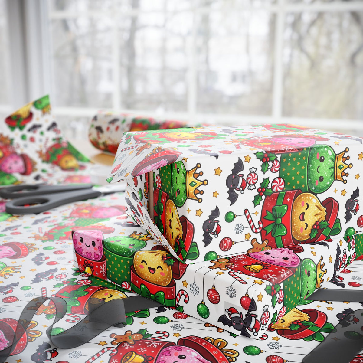 Christmas Dumplings Wrapping Paper | Holiday Dumplings Gift Wrap, Size 30x72 inch roll