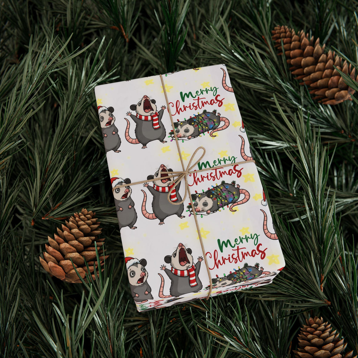 Possum Christmas Wrapping Paper, Festive Possum Gift Wrap for Christmas, Possum Festive Presents,  Possum Holiday Decor