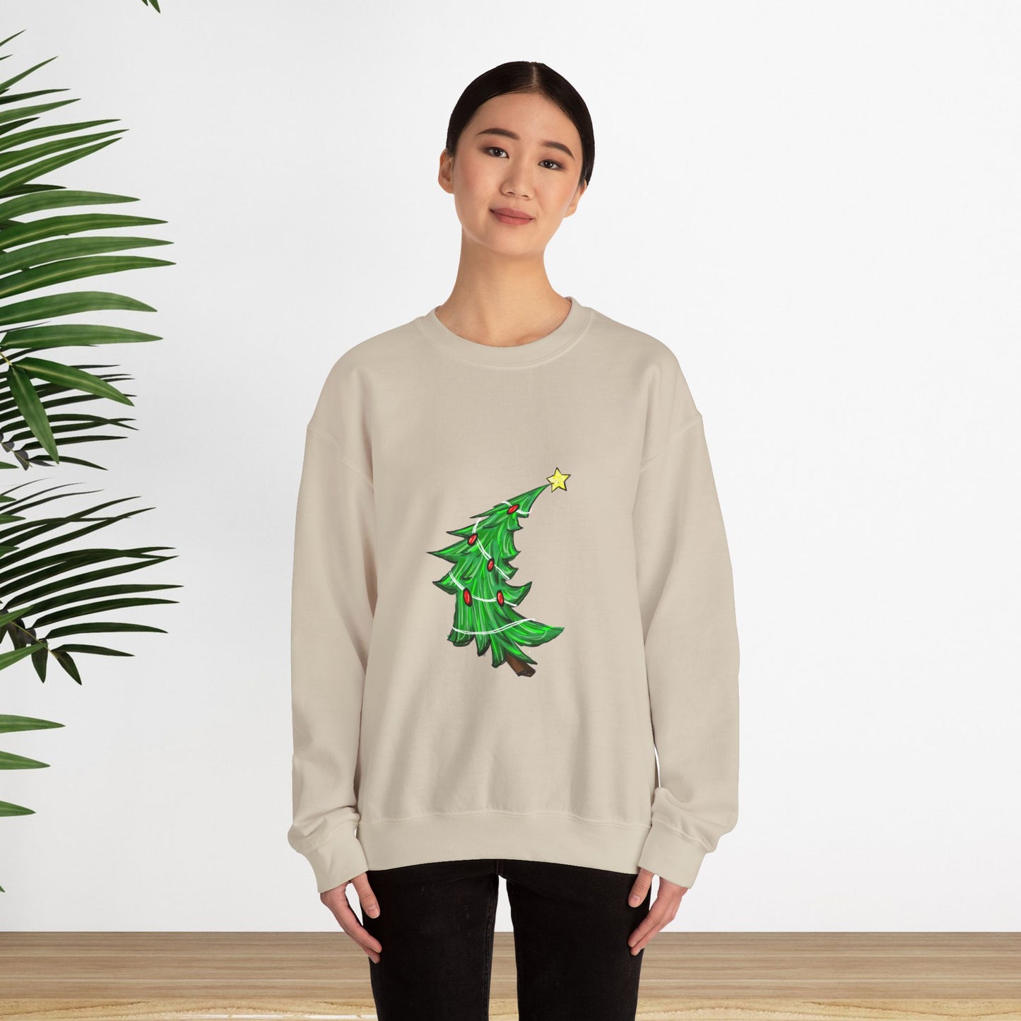 Holiday Cheer Christmas Sweatshirt with Tree Design