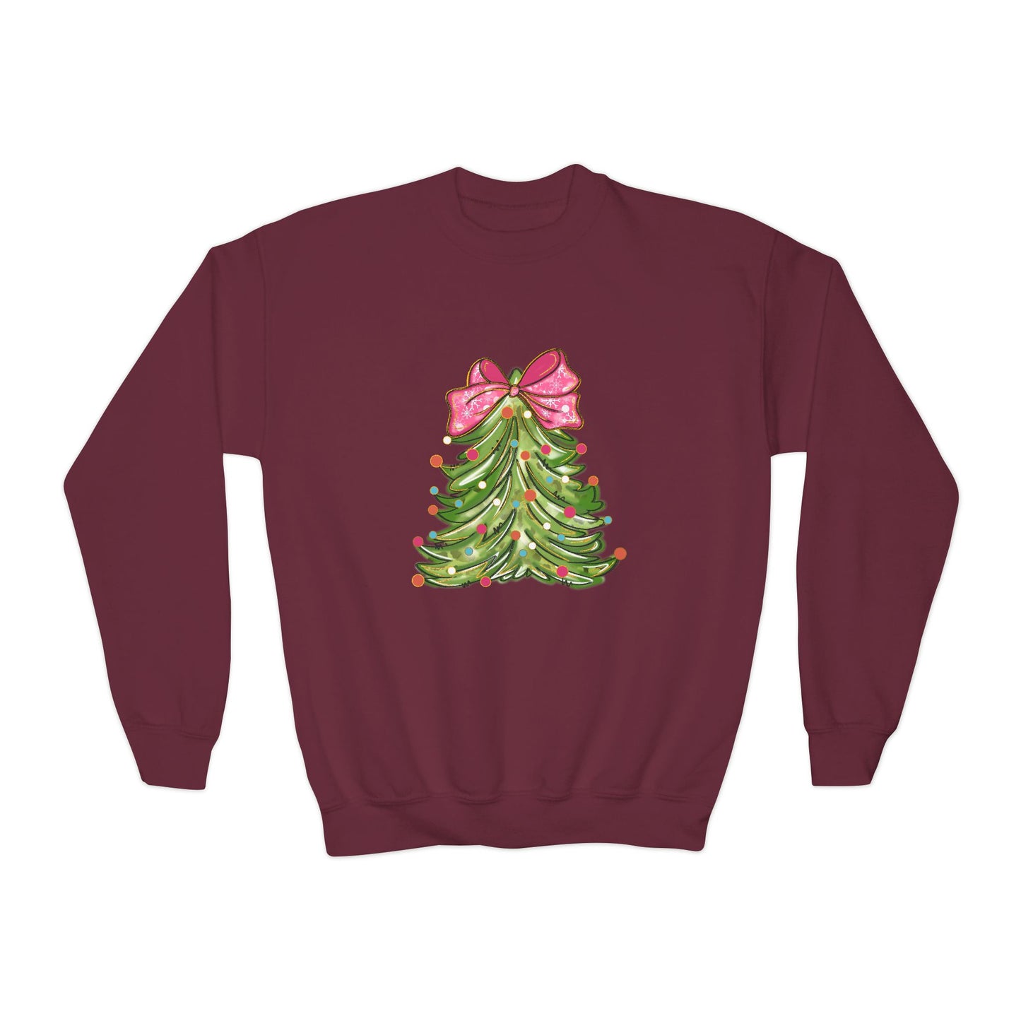 Christmas Tree Youth Crewneck Sweatshirt - Festive Holiday Sweatshirt for Kids