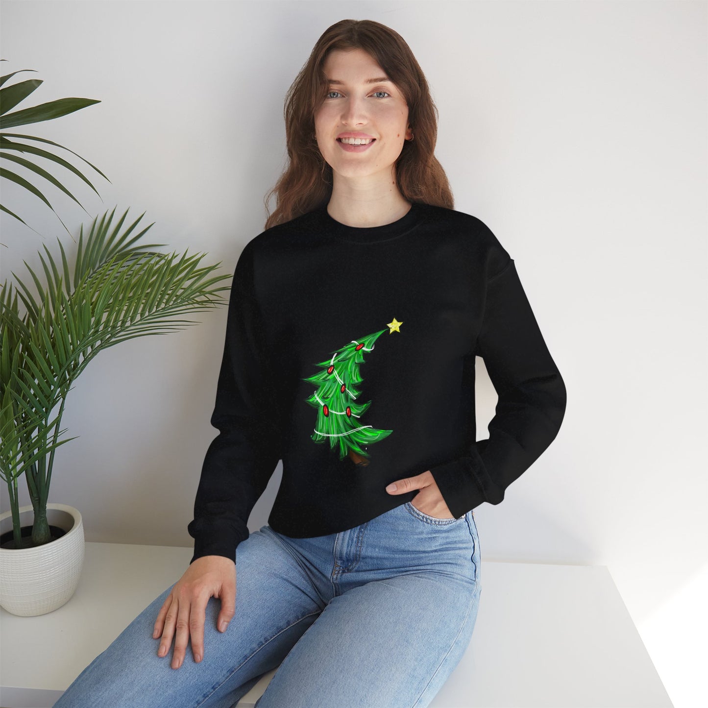 Holiday Cheer Christmas Sweatshirt with Tree Design