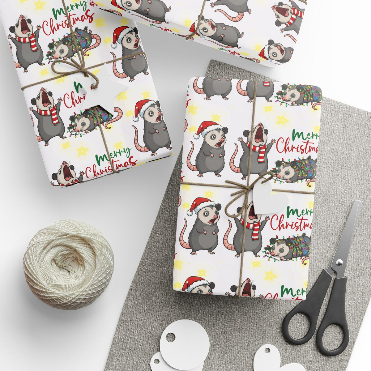 Possum Christmas Wrapping Paper, Festive Possum Gift Wrap for Christmas, Possum Festive Presents,  Possum Holiday Decor