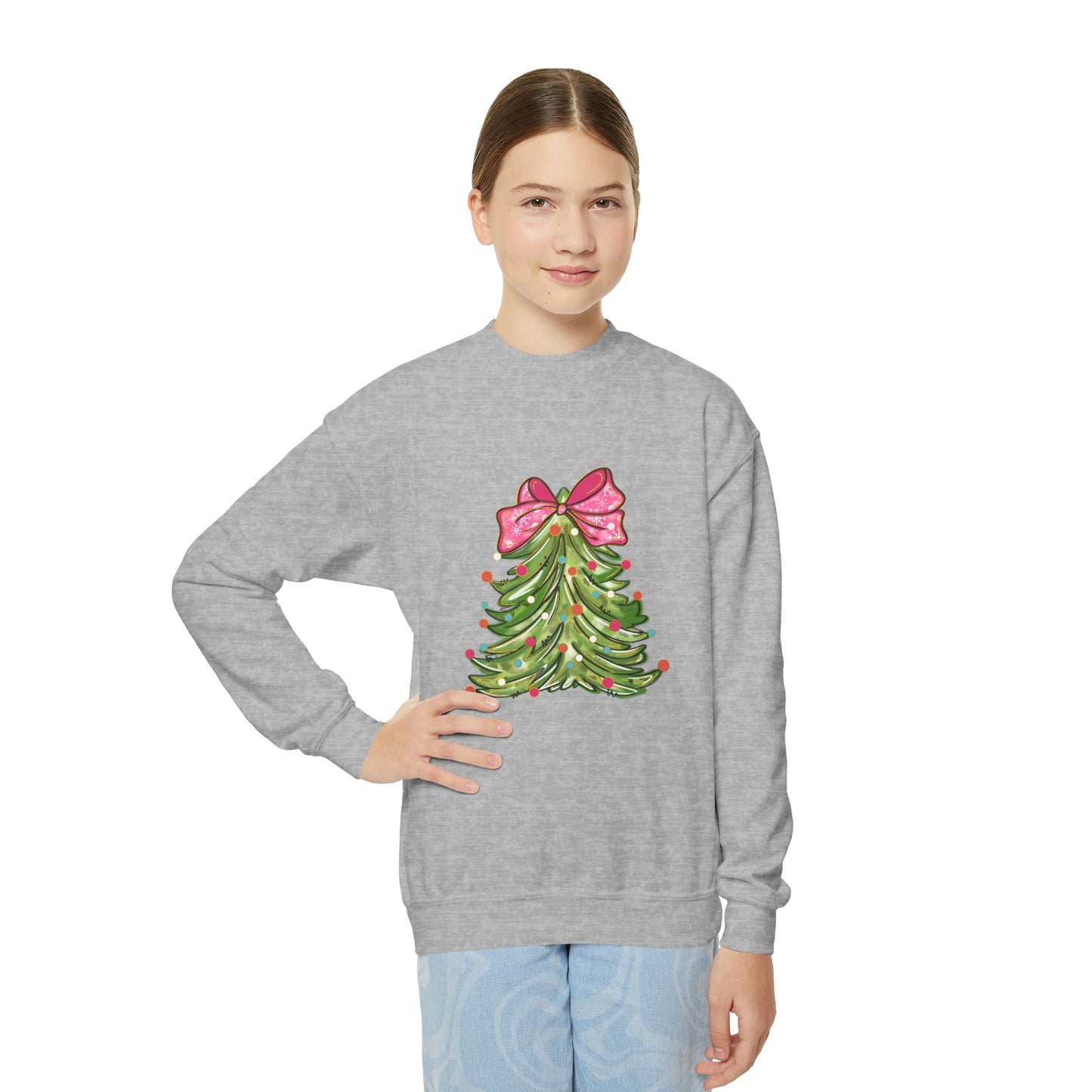 Christmas Tree Youth Crewneck Sweatshirt - Festive Holiday Sweatshirt for Kids