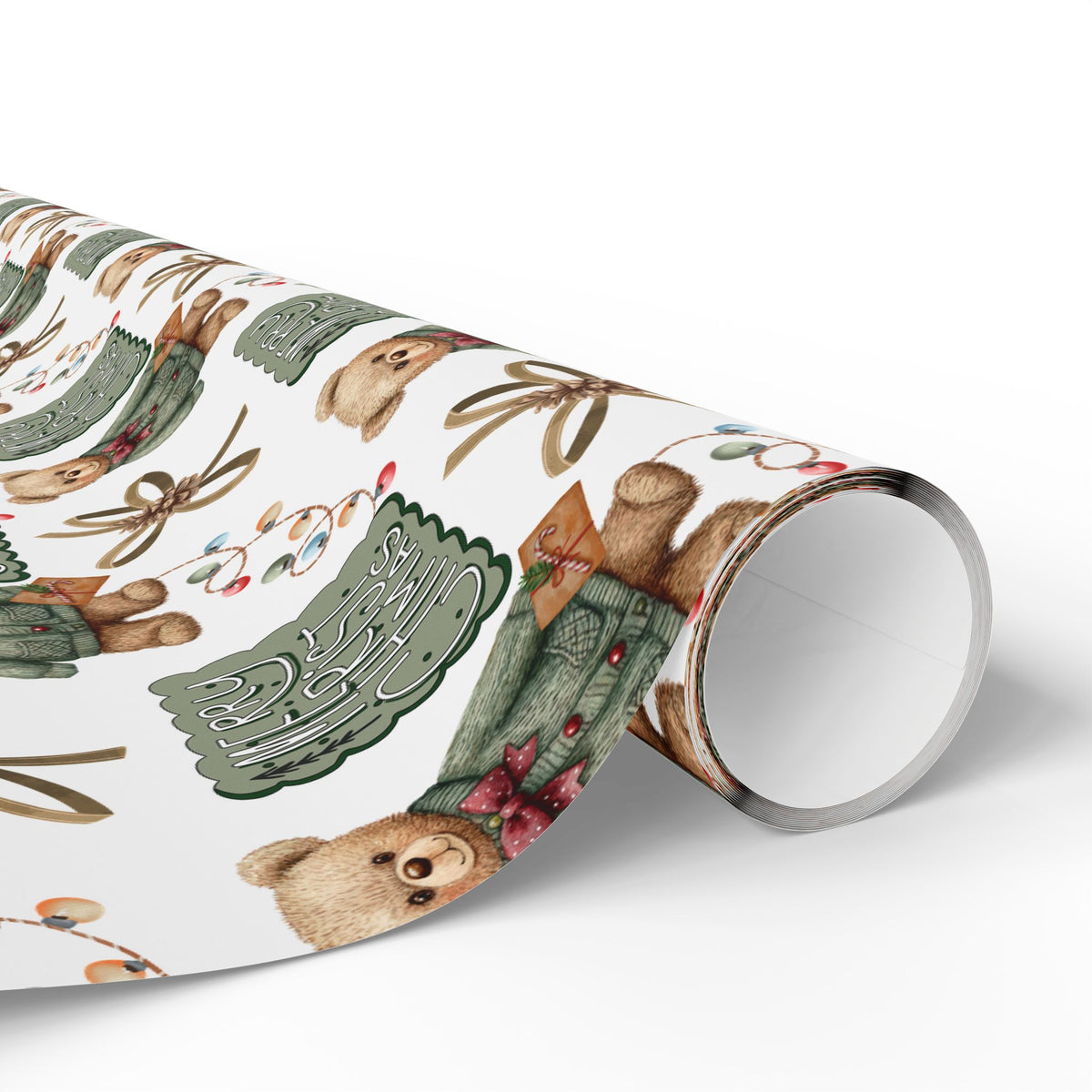 Vintage Christmas Teddy Bear Wrapping Paper | Vintage Bear Christmas Wrapp Paper Roll | Size 30" x 72" Inches