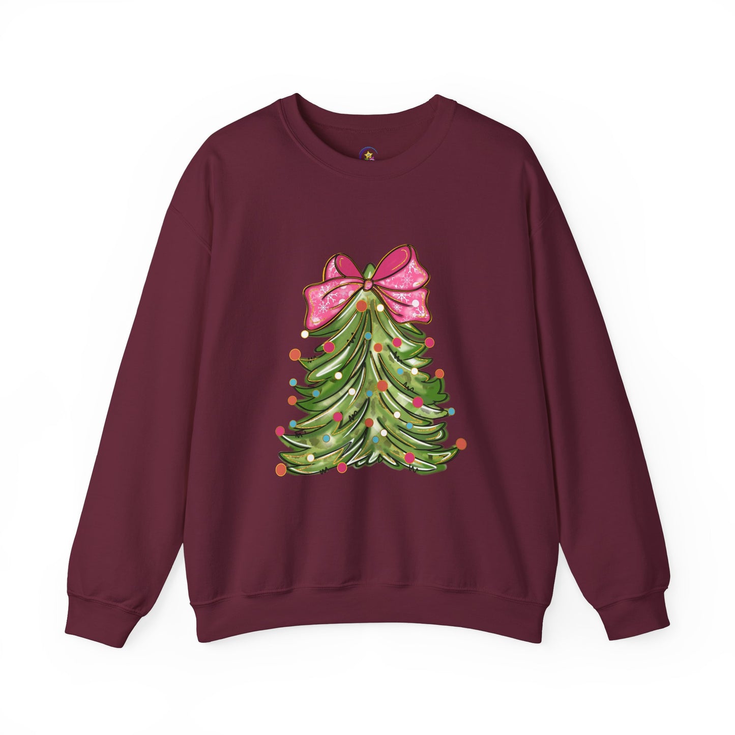 Christmas Tree Sweatshirt with Bow - Cozy Unisex Crewneck